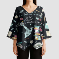 I Survived 100 Days of School Kimono Sleeve Blouse Funny Pigeon 100th Day Teacher