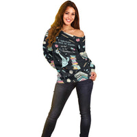 I Survived 100 Days of School Off Shoulder Sweater Funny Pigeon 100th Day Teacher