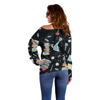 I Survived 100 Days of School Off Shoulder Sweater Funny Pigeon 100th Day Teacher