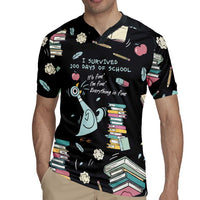 I Survived 100 Days of School Rugby Jersey Funny Pigeon 100th Day Teacher