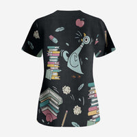 I Survived 100 Days of School Scrub Top Funny Pigeon 100th Day Teacher