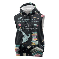 I Survived 100 Days of School Sleeveless Hoodie Funny Pigeon 100th Day Teacher