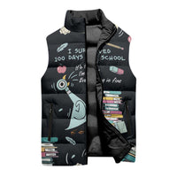 I Survived 100 Days of School Sleeveless Puffer Jacket Funny Pigeon 100th Day Teacher