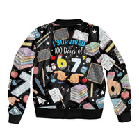 I Survived 100 Days of 67 Bomber Jacket 100th Day of School Teachers Kids