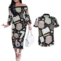 I Survived 100 Days of 67 Couples Matching Off The Shoulder Long Sleeve Dress and Hawaiian Shirt 100th Day of School Teachers Kids