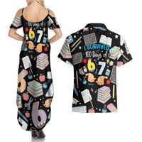 I Survived 100 Days of 67 Couples Matching Summer Maxi Dress and Hawaiian Shirt 100th Day of School Teachers Kids