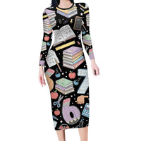 I Survived 100 Days of 67 Long Sleeve Bodycon Dress 100th Day of School Teachers Kids