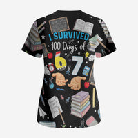 I Survived 100 Days of 67 Scrub Top 100th Day of School Teachers Kids