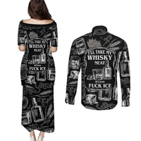 Whisky Neat Couples Matching Puletasi and Long Sleeve Button Shirt Vintage Bold Statement Design