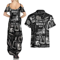Whisky Neat Couples Matching Summer Maxi Dress and Hawaiian Shirt Vintage Bold Statement Design