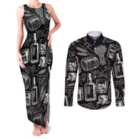 Whisky Neat Couples Matching Tank Maxi Dress and Long Sleeve Button Shirt Vintage Bold Statement Design