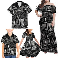 Whisky Neat Family Matching Off Shoulder Maxi Dress and Hawaiian Shirt Vintage Bold Statement Design
