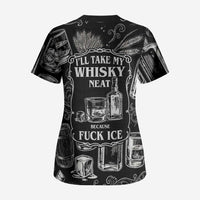 Whisky Neat Scrub Top Vintage Bold Statement Design