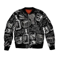 Whisky Neat Sleeve Zip Bomber Jacket Vintage Bold Statement Design