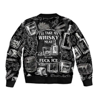 Whisky Neat Sleeve Zip Bomber Jacket Vintage Bold Statement Design