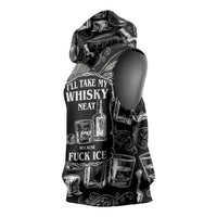 Whisky Neat Sleeveless Hoodie Vintage Bold Statement Design
