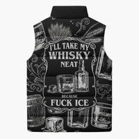Whisky Neat Sleeveless Puffer Jacket Vintage Bold Statement Design