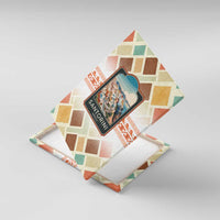 Santorini Greece Canvas Wall Art Sunset Village Print and Mediterranean Geometric Pattern