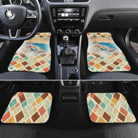 Santorini Greece Car Mats Sunset Village Print and Mediterranean Geometric Pattern