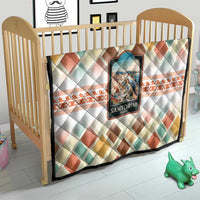 Santorini Greece Quilt Sunset Village Print and Mediterranean Geometric Pattern