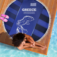 Greek Pride Beach Blanket with Ancient Sculpture and National Map Graphic