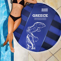 Greek Pride Beach Blanket with Ancient Sculpture and National Map Graphic