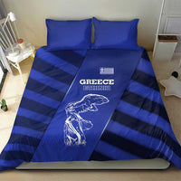 Greek Pride Bedding Set with Ancient Sculpture and National Map Graphic