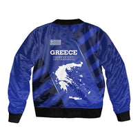 Greek Pride Bomber Jacket with Ancient Sculpture and National Map Graphic