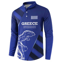 Greek Pride Button Sweatshirt with Ancient Sculpture and National Map Graphic