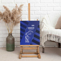 Greek Pride Canvas Wall Art with Ancient Sculpture and National Map Graphic