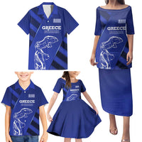 Greek Pride Family Matching Puletasi and Hawaiian Shirt with Ancient Sculpture and National Map Graphic