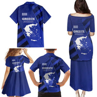 Greek Pride Family Matching Puletasi and Hawaiian Shirt with Ancient Sculpture and National Map Graphic
