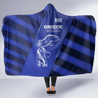 Greek Pride Hooded Blanket with Ancient Sculpture and National Map Graphic