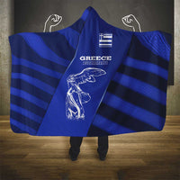 Greek Pride Hooded Blanket with Ancient Sculpture and National Map Graphic