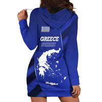 Greek Pride Hoodie Dress with Ancient Sculpture and National Map Graphic