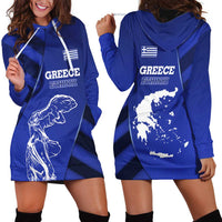 Greek Pride Hoodie Dress with Ancient Sculpture and National Map Graphic