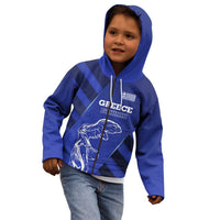 Greek Pride Kid Hoodie with Ancient Sculpture and National Map Graphic
