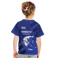 Greek Pride Kid T Shirt with Ancient Sculpture and National Map Graphic