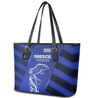 Greek Pride Leather Tote Bag with Ancient Sculpture and National Map Graphic