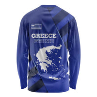 Greek Pride Long Sleeve Shirt with Ancient Sculpture and National Map Graphic