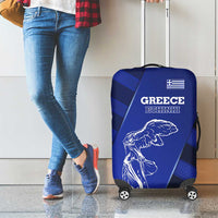 Greek Pride Luggage Cover with Ancient Sculpture and National Map Graphic