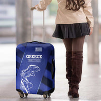 Greek Pride Luggage Cover with Ancient Sculpture and National Map Graphic