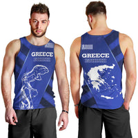 Greek Pride Men Tank Top with Ancient Sculpture and National Map Graphic