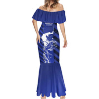 Greek Pride Mermaid Dress with Ancient Sculpture and National Map Graphic
