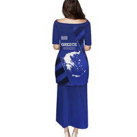 Greek Pride Puletasi with Ancient Sculpture and National Map Graphic