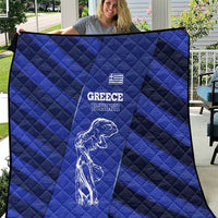 Greek Pride Quilt with Ancient Sculpture and National Map Graphic