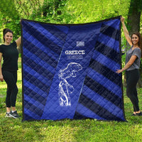 Greek Pride Quilt with Ancient Sculpture and National Map Graphic