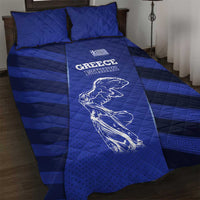 Greek Pride Quilt Bed Set with Ancient Sculpture and National Map Graphic