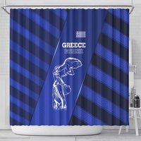 Greek Pride Shower Curtain with Ancient Sculpture and National Map Graphic