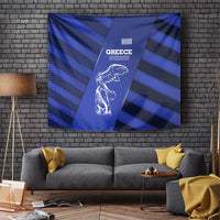 Greek Pride Tapestry with Ancient Sculpture and National Map Graphic